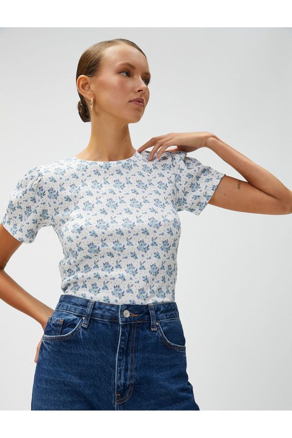 Koton Koton Floral T-Shirt Short Sleeve Crew Neck