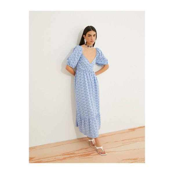 Koton Koton флорални Midi рокля памук скъпа врата