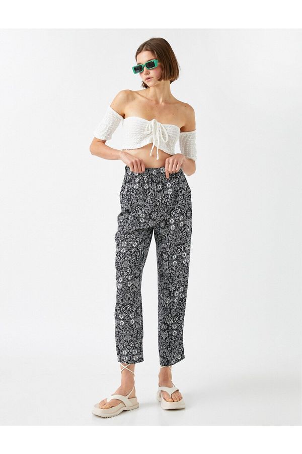 Koton Koton Флорални морковени панталони с ластик