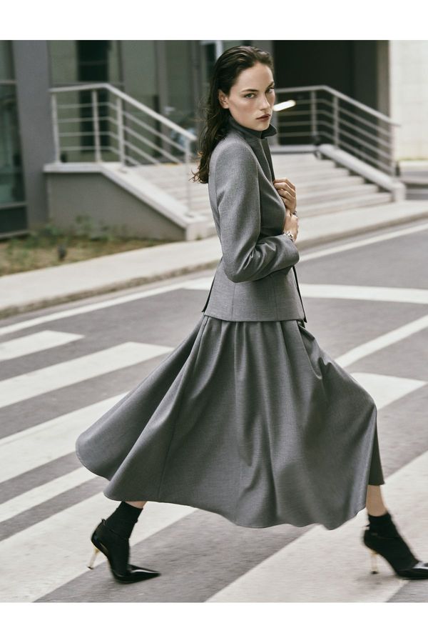 Koton Koton Flounced Pocket Midi Length A Cut Fabric Skirt