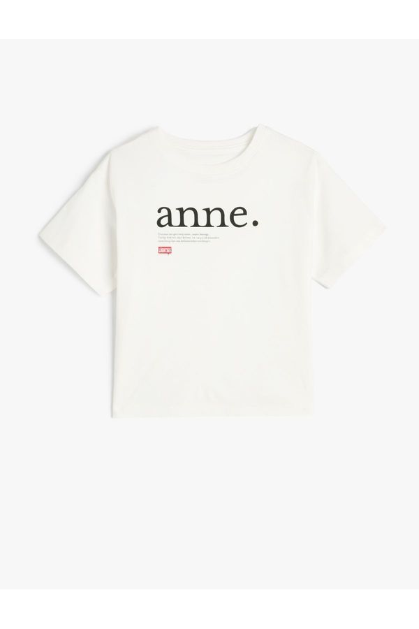 Koton Koton / Girls' T-Shirt Lûgat365 Mother Printed Short Sleeved Crew Neck Cotton.