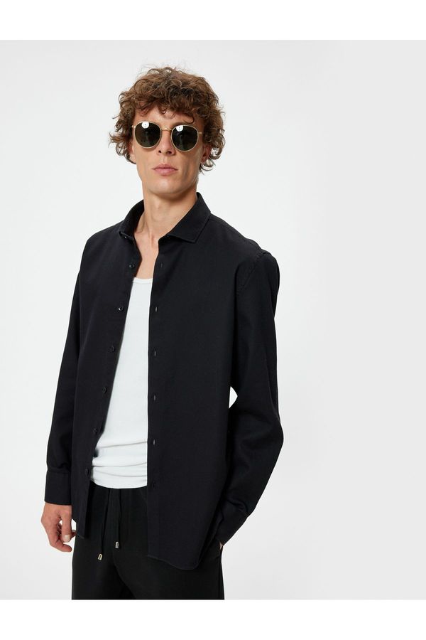 Koton Koton Half Italian Collar Shirt Slim Fit Long Sleeve Buttoned