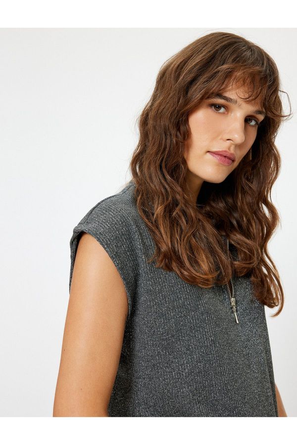 Koton Koton Half Zipper Sweater High Collar