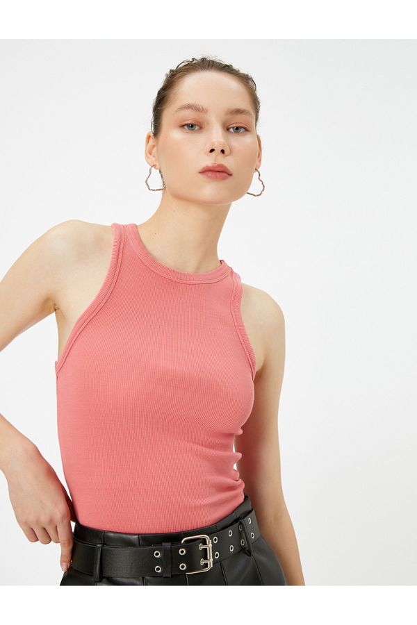 Koton Koton Halter Neck Undershirt Washed Ribbed Cotton Slim Fit