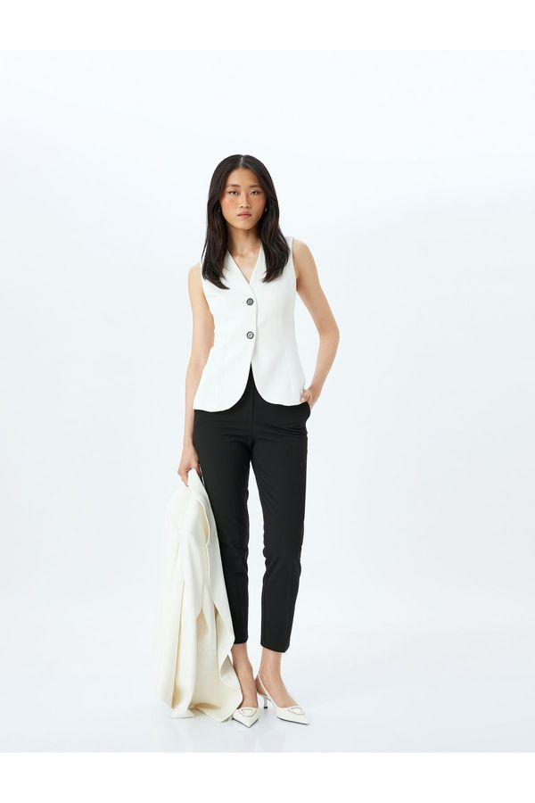 Koton Koton High Waist Cigarette Trousers with Pockets