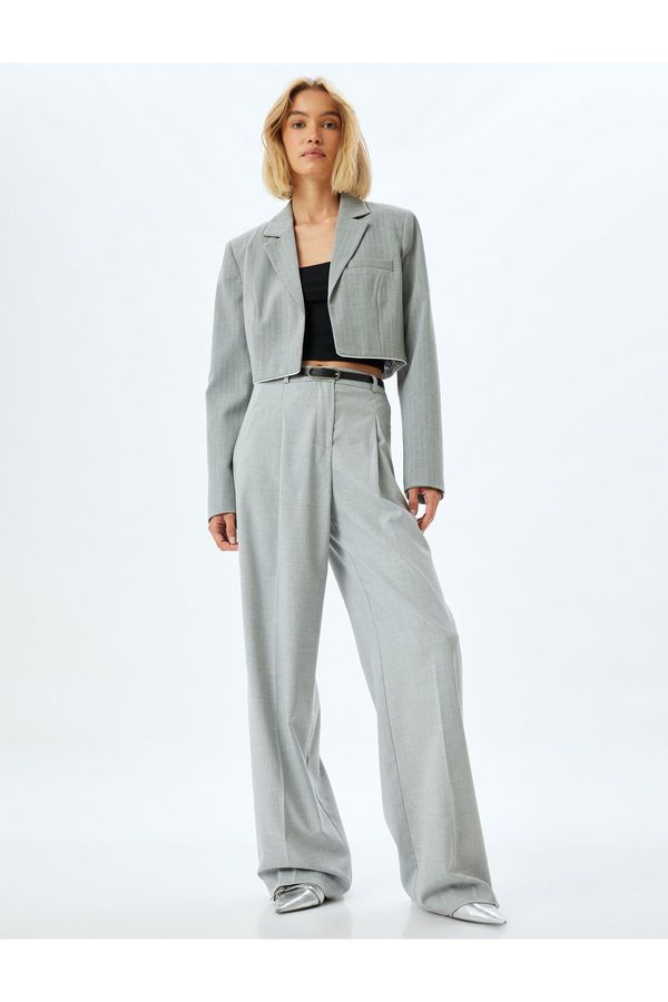 Koton Koton High Waist Pocket Detailed Viscose Blend Fabric Palazzo Trousers