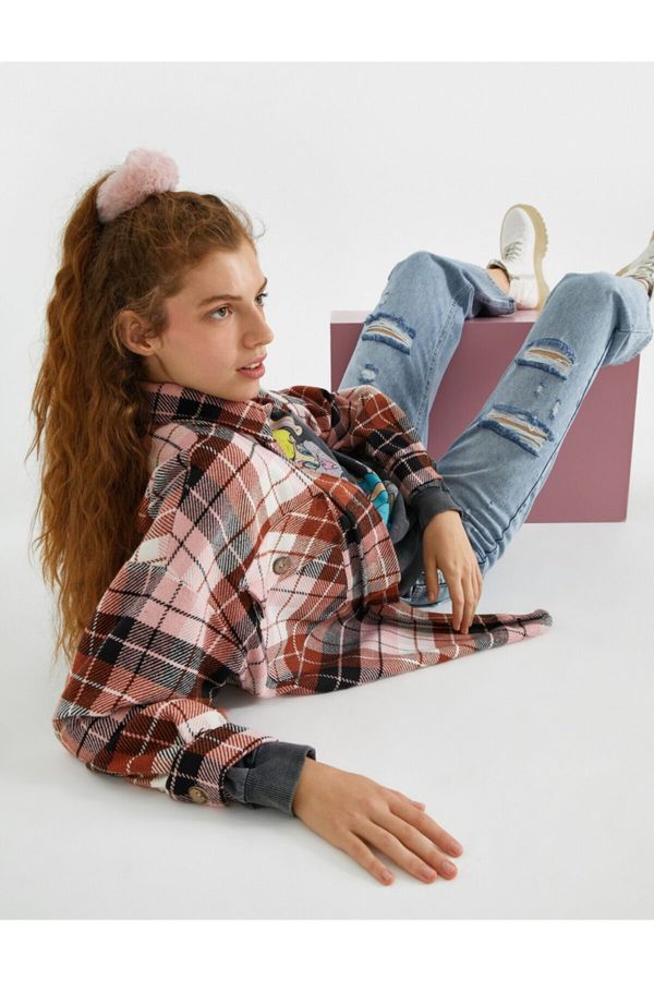 Koton Koton High Waist Ripped Cotton Jeans - Straight Jeans