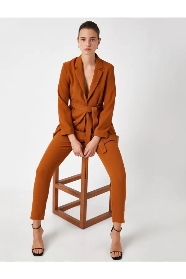 Koton Koton High Waist Straight Cut Trousers