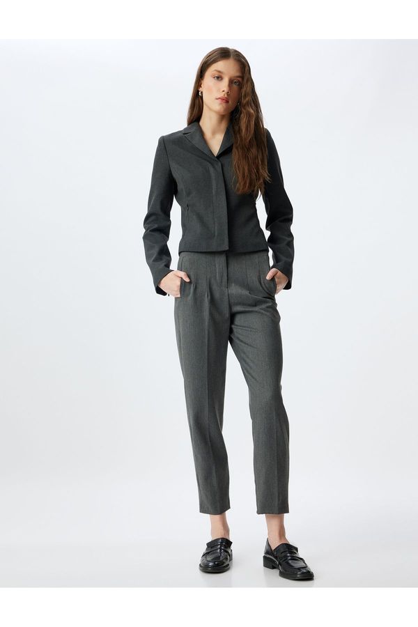 Koton Koton High Waist Trousers Dart Detail Pocket Short Leg Carrot Cut Slim Fit