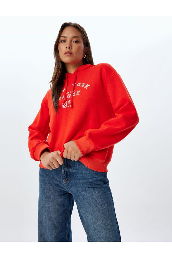 Koton Koton Hooded Sweatshirt City Printed Long Sleeve