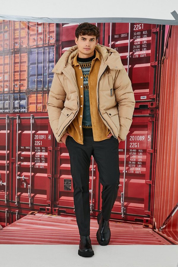 Koton Koton извънгабаритни качулка палто стоящи яка