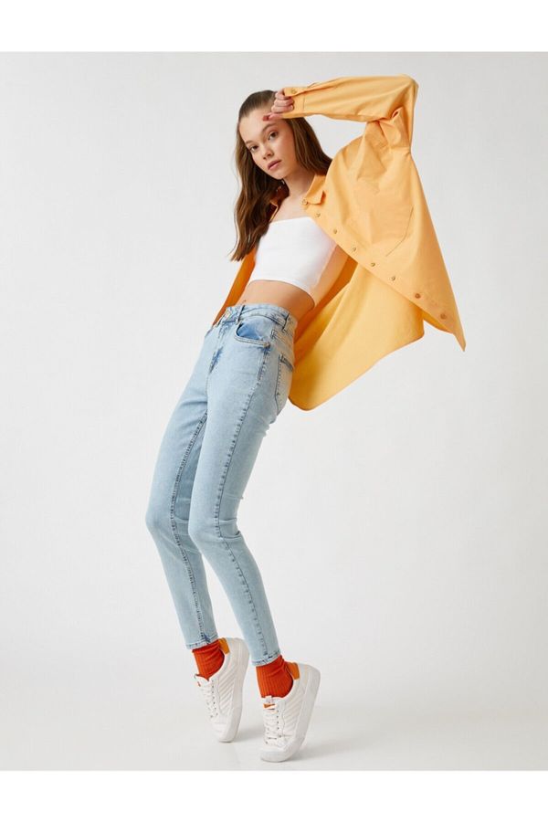 Koton Koton кльощава крак дънки панталони тънък годни висока талия - Carmen Jean