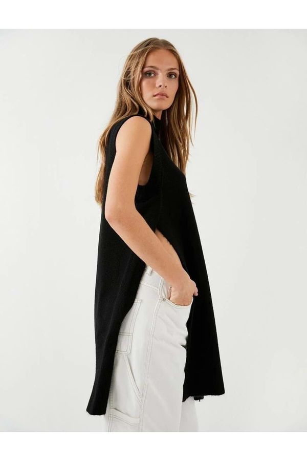 Koton Koton Knitwear Vest Turtleneck Side Slit Detailed