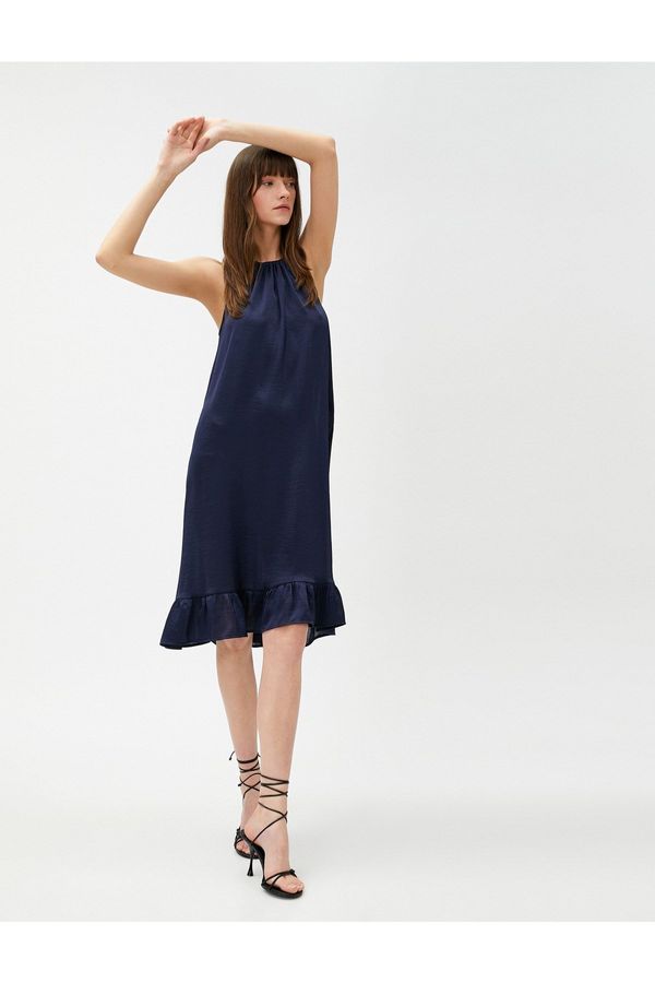 Koton Koton къса рокля оглавник врата вратовръзка детайл