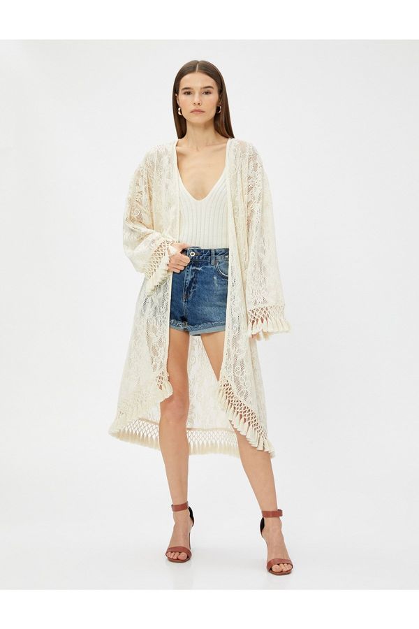 Koton Koton Lace Cardigan with Tassels Relax Fit
