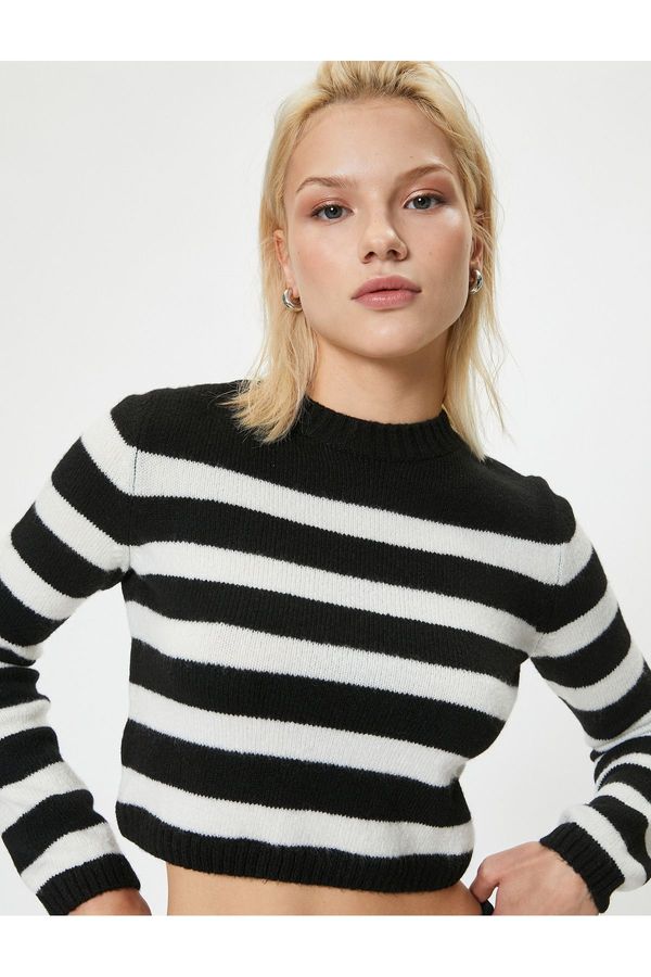 Koton Koton Lightweight Stand Collar Crop Knitwear Sweater