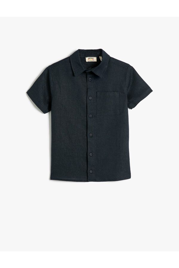 Koton Koton Linen Shirt Short Sleeved, Pocket Detailed.