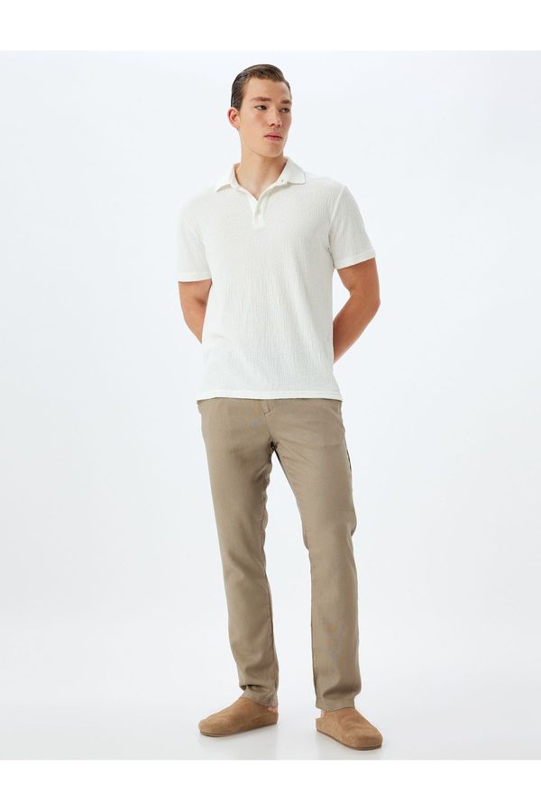 Koton Koton Linen Trousers Chino Pocket Detail Buttoned