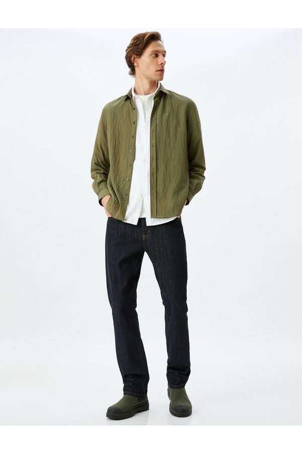 Koton Koton Long Sleeve Buttoned Viscose Striped Shirt