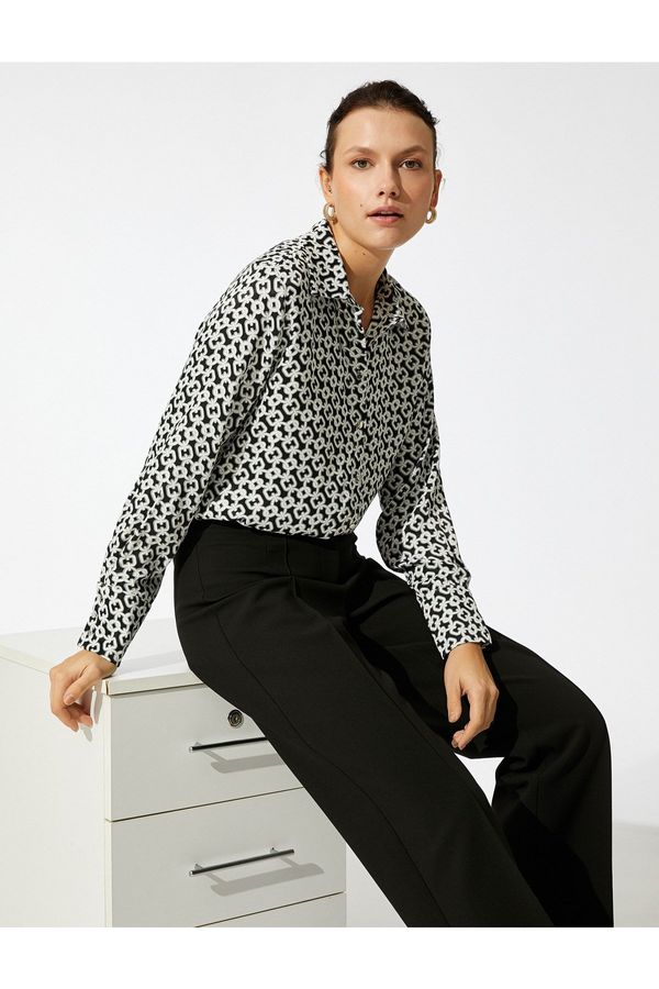 Koton Koton Long Sleeve Chain Patterned Shirt