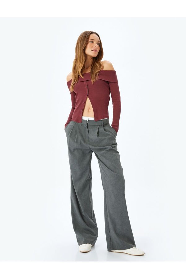 Koton Koton Long Sleeve Off-The-Shoulder Cardigan