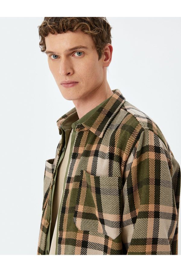 Koton Koton Long Sleeve Plaid Patterned Lumberjack Shirt with Pocket Detail