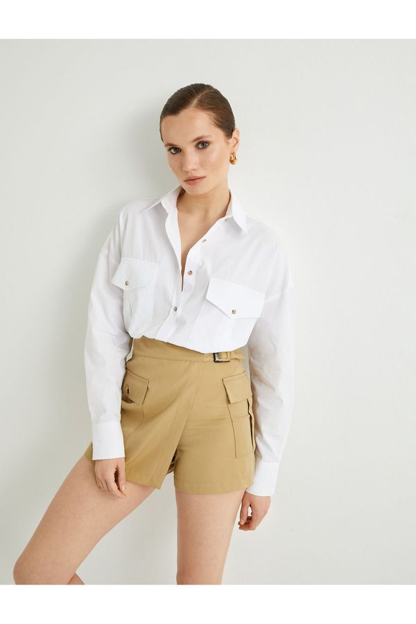 Koton Koton Long Sleeve Shirt Buttoned Pocket Detailed Cotton