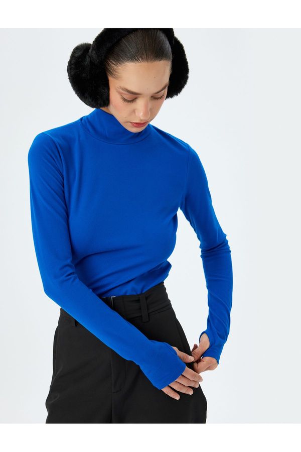Koton Koton Long Sleeve Slim Fit Turtleneck Fleece T-Shirt