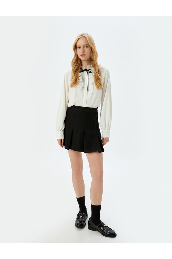 Koton Koton Long Sleeve Voluminous Ruffle Tie Detail Shirt