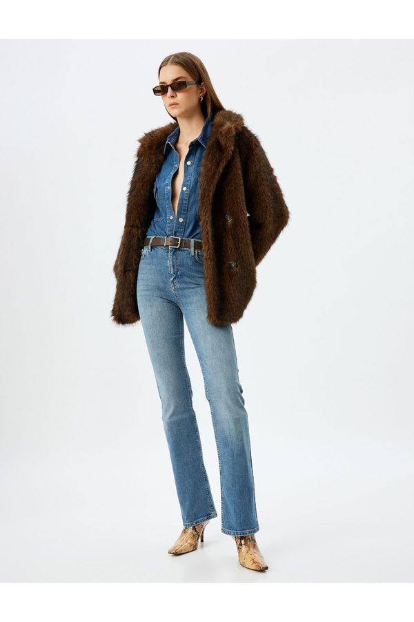 Koton Koton Low Waist Flare Leg Slim Fit Buttoned Pocket Jeans - Flare Jeans