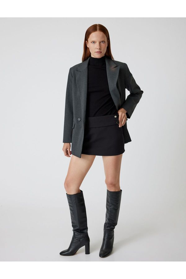 Koton Koton Low Waist Slim Fit Button Detail Mini Shorts Skirt