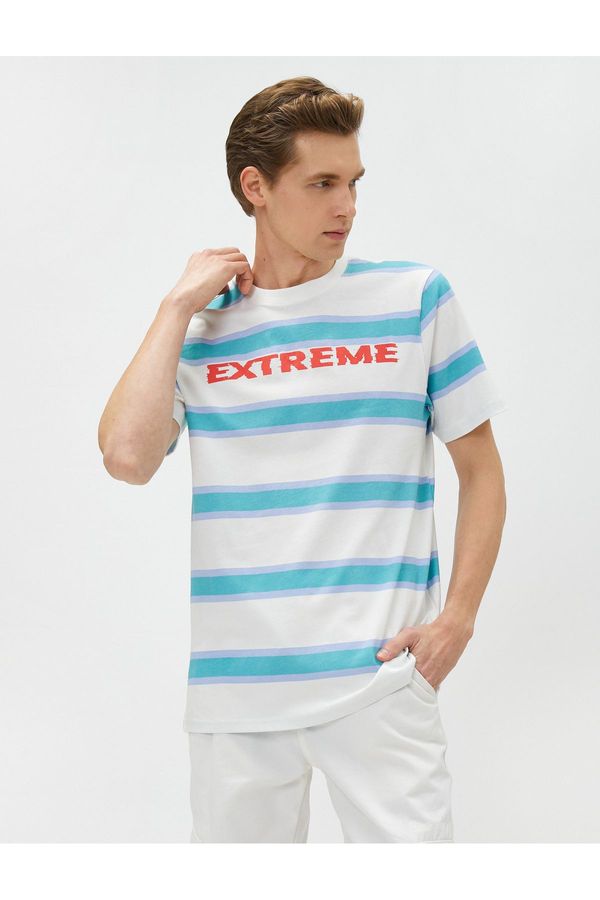 Koton Koton лозунг отпечатани тениска екипажа врата къс ръкав памук