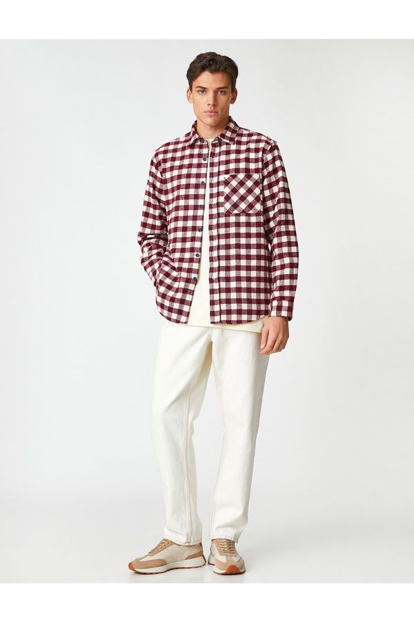 Koton Koton Lumberjack Shirt with Pocket Detailed Classic Collar Long Sleeve