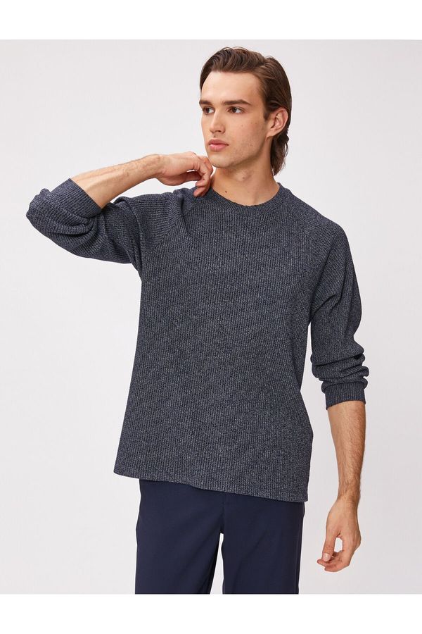 Koton Koton Marked Sweater Crew Neck Slim Fit Long Sleeved