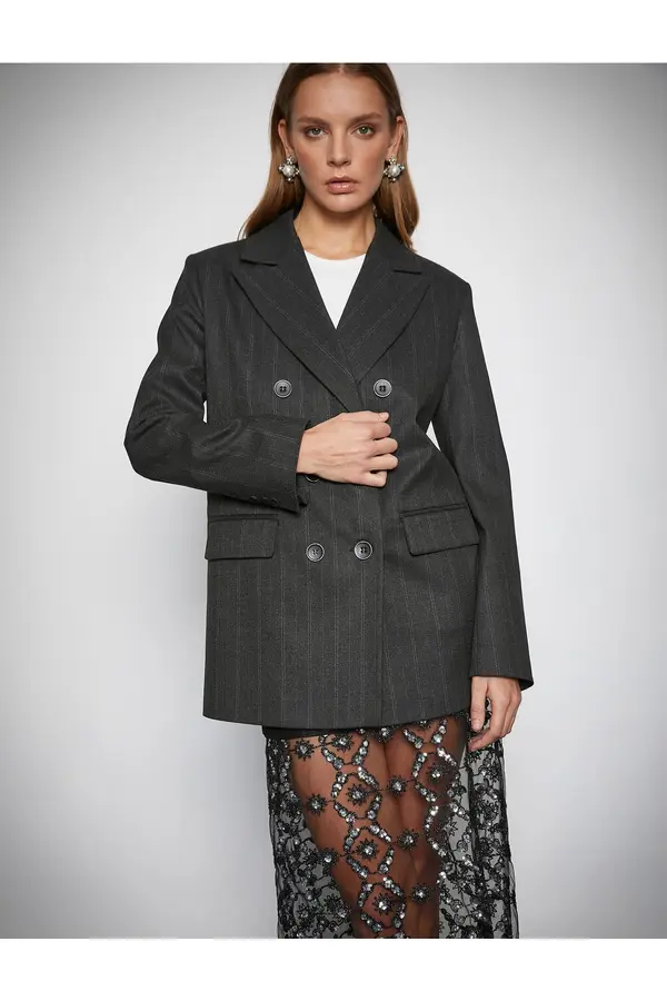 Koton Koton Melis Ağazat X - Oversize Double Breasted Blazer Jacket
