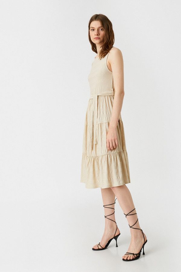 Koton Koton Midi Length Dress With Tiered Belt