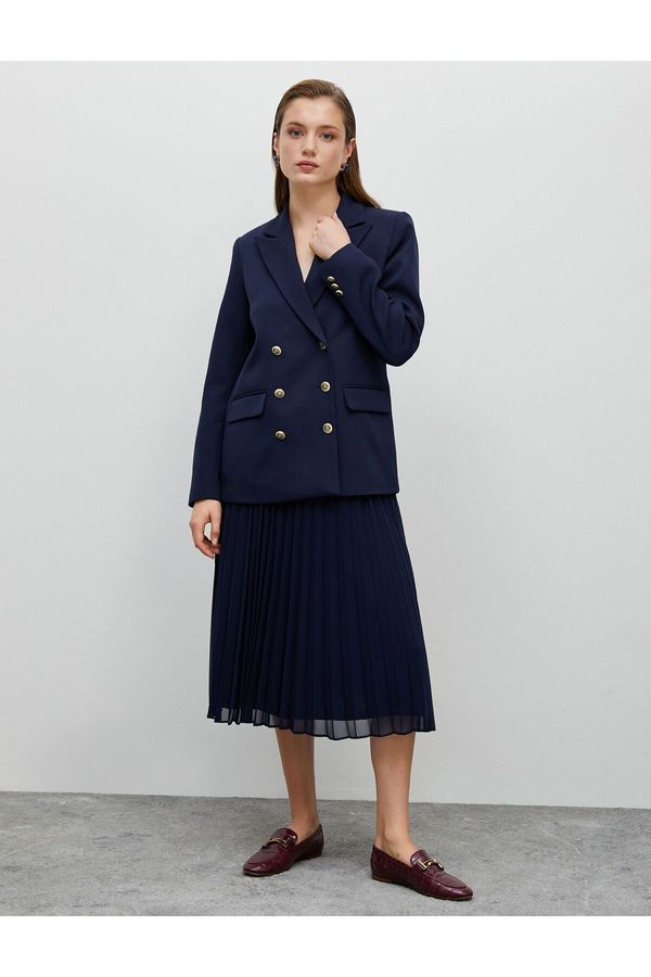 Koton Koton Midi Pleated Skirt Elastic High Waist Lined