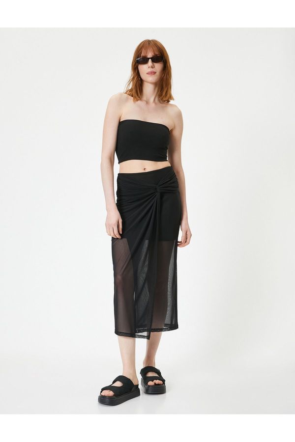 Koton Koton Midi Tulle Skirt Normal Waist Draped