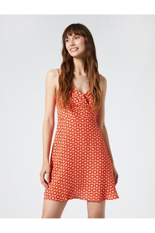 Koton Koton Mini Dress with Thin, Adjustable Straps, Geometric Pattern