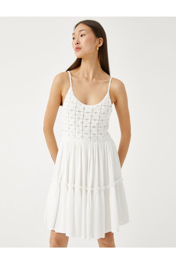 Koton Koton мини рокля с плетене на една кука детайл, презрамки U-образно деколте