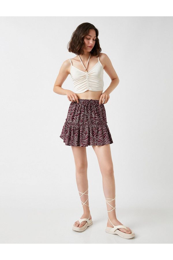 Koton Koton Mini Short Skirt Zebra Patterned