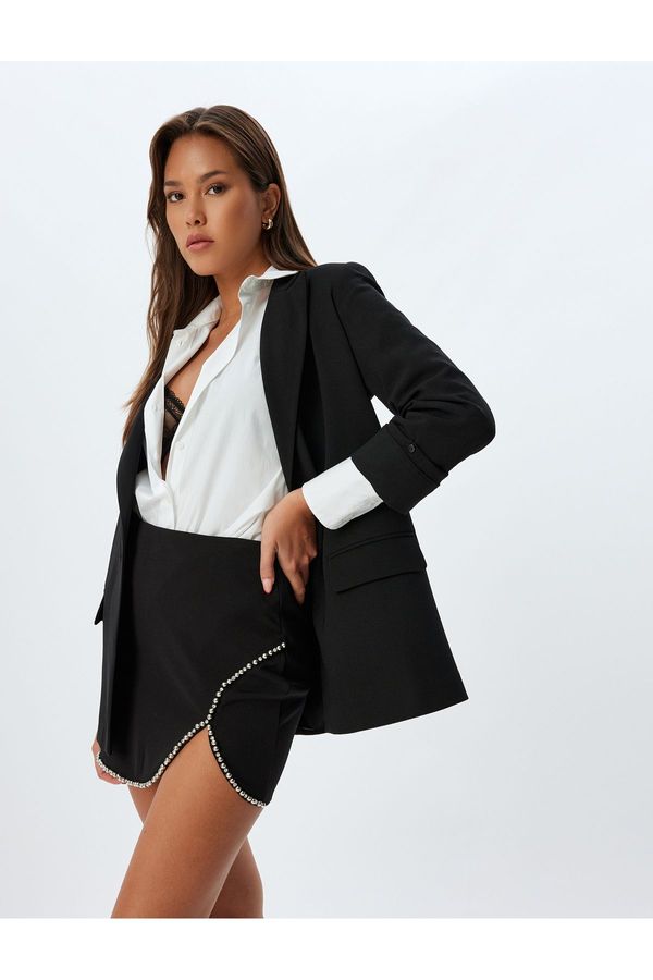 Koton Koton Mini Skirt Asymmetrical Stoned Slim Fit Standard Waist