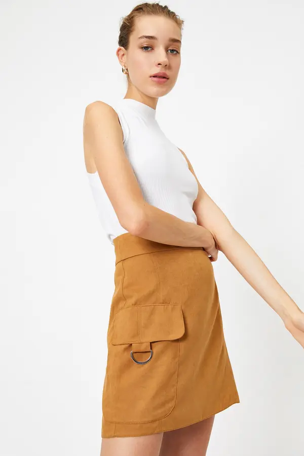Koton Koton Mini Skirt High Waist Cargo Pocket