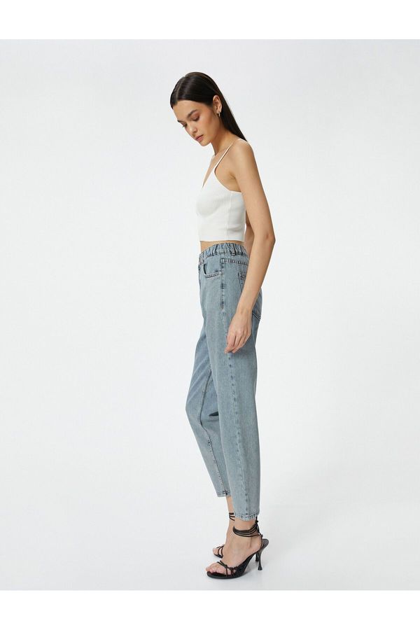 Koton Koton Mom Fit Jean with Elastic Waist Comfort Cut Cotton Pocket - Mom Jeans