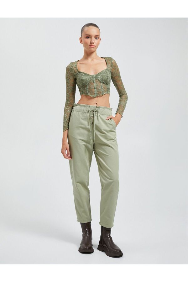 Koton Котон морков панталон с ластик на талията, вратовръзка памук, джоб.