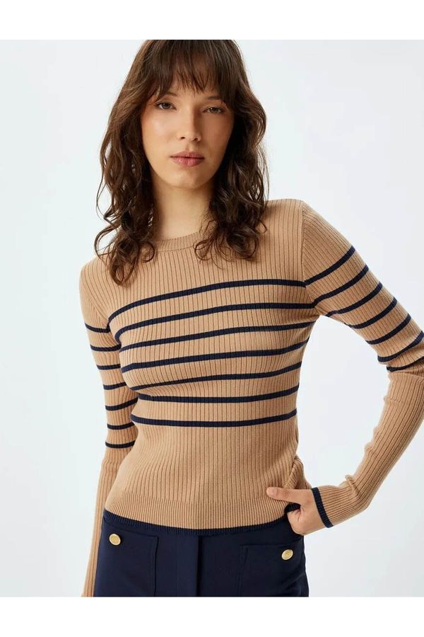 Koton Koton Navy Blue Striped Women's Sweater