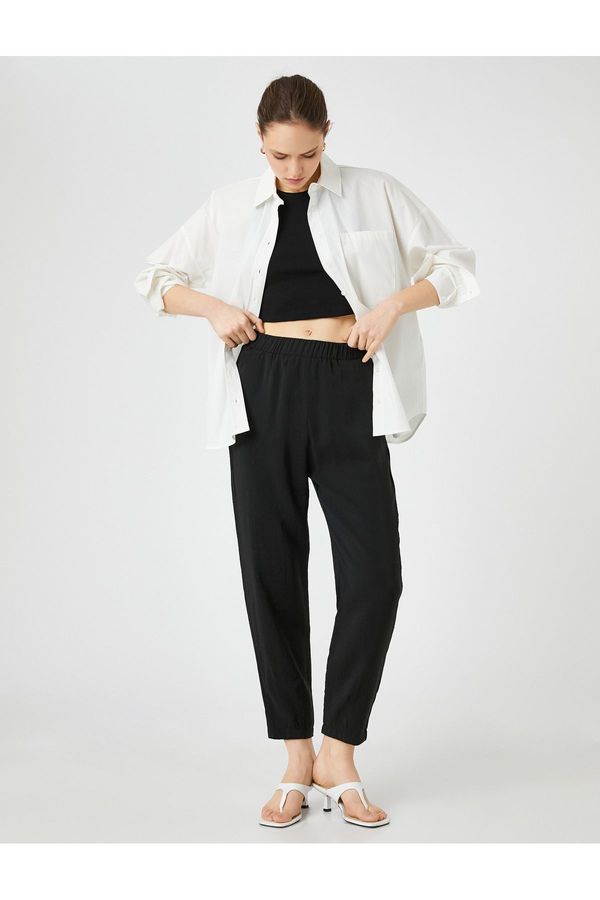 Koton Koton Нормална талия Стандартен Черен Дамски Панталон 3sak40008pw