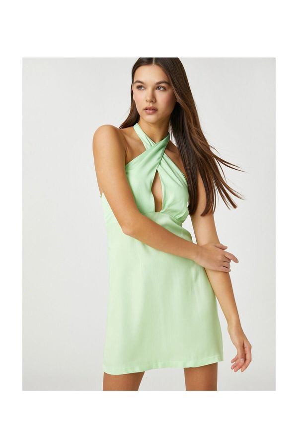 Koton Koton оглавник врата рокля с прозорец детайл мини