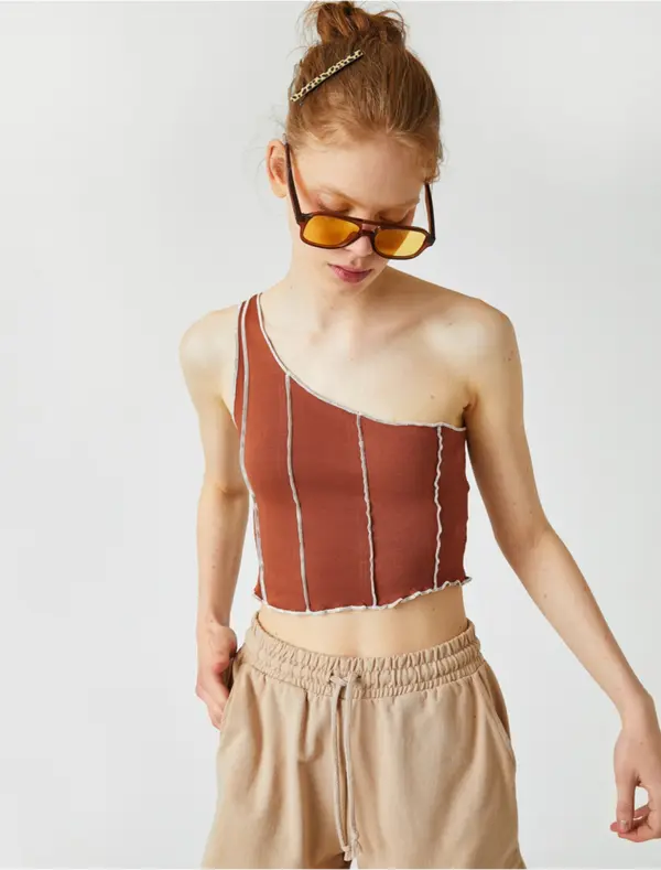 Koton Koton One-Shoulder Crop Singlet