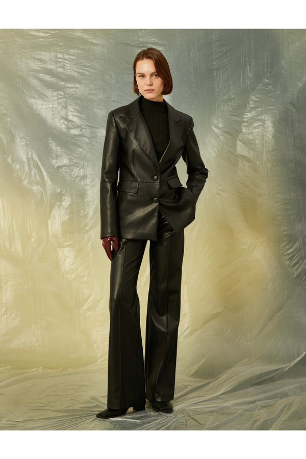 Koton Koton оребрени кожа Look Palazzo панталони